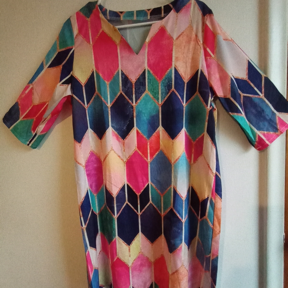 (NWOT) Multicolored Cover-up Dress (Lg)